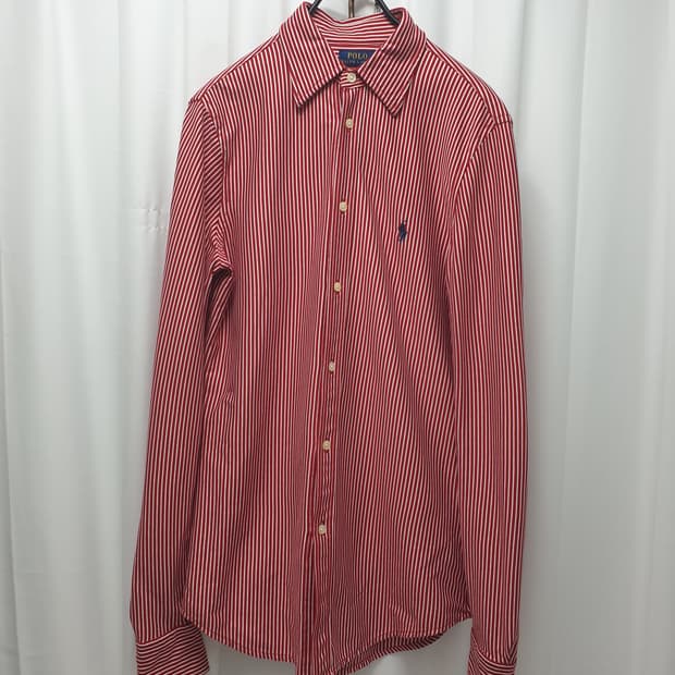폴로 스트라이프 긴팔 셔츠 레드 s