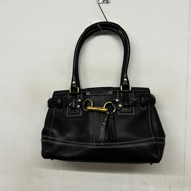 빈티지 코치 블랙 레더 숄더백
