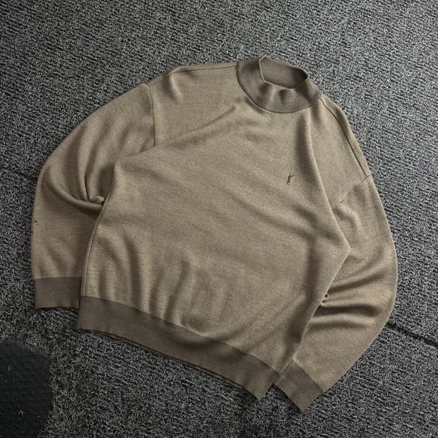90s YSL 입생로랑 자수로고 반폴라 니트 3939