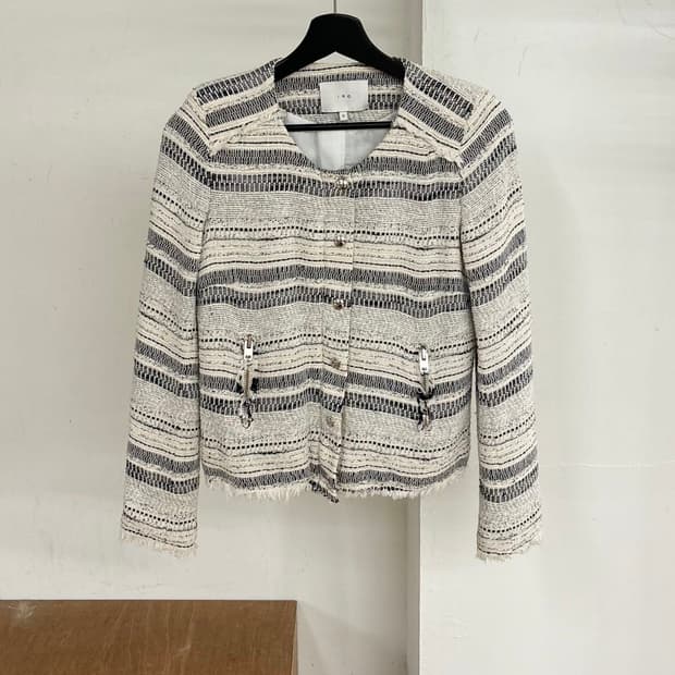 이로 블랙 앤 화이트 리지 트위드 자켓