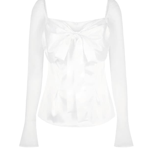 Hillda Silky Swan Blouse white 상품이미지1