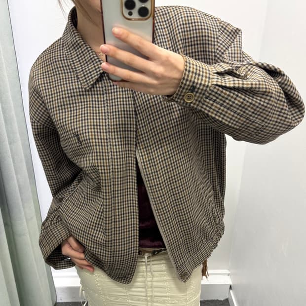 입생로랑 뿌르옴므 브라운 체크 모 블루종