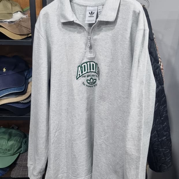 아디다스 불꽃마크 회색 긴팔티 105(xL) 컨디션10/9