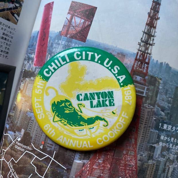 빈티지 USA chili city 칠리시티 프린팅 핀 버튼 뱃지 브로치