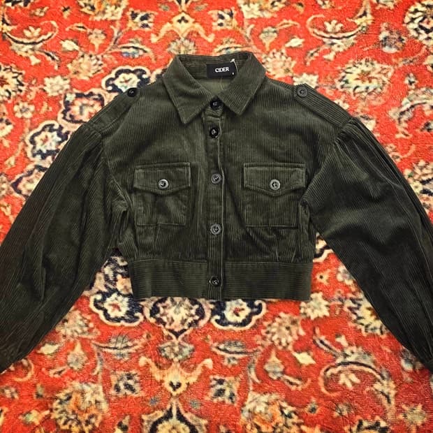 Cider  솔리드 코듀로이 크롭 재킷