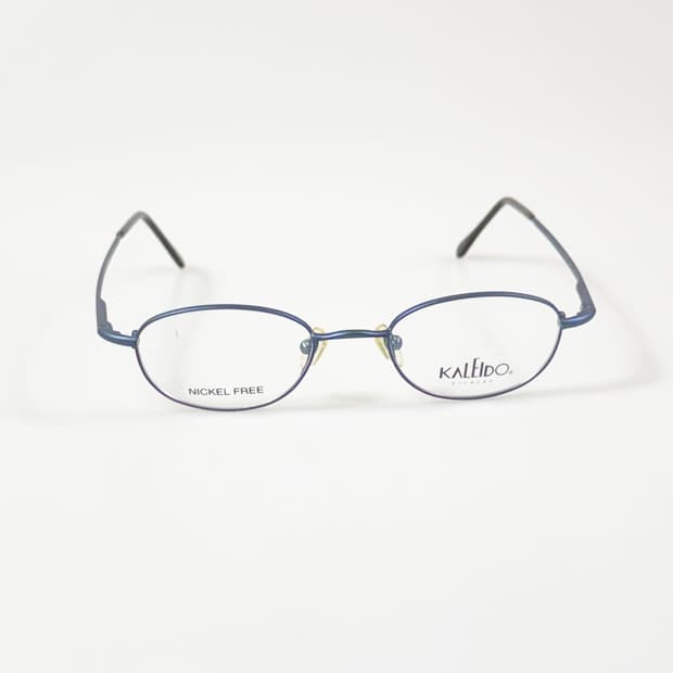 90s KALEIDO 슬림 오벌 블루 메탈 빈티지 안경