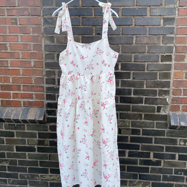 플라워 리본 끈 뷔스티에 롱 원피스