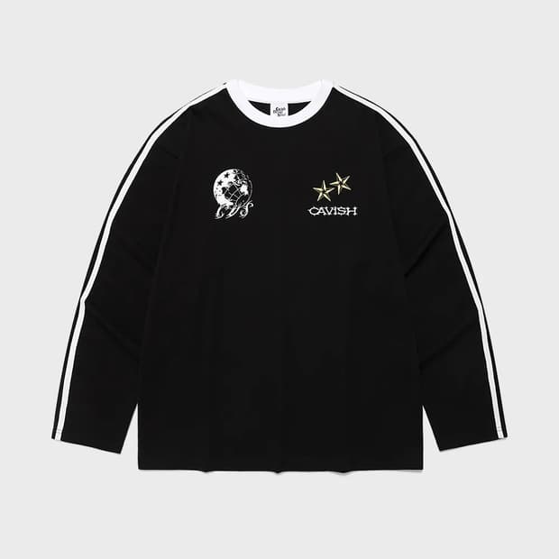 Cavish GLOBE FOOTBALL LS TEE BLACK 카비시