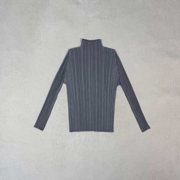 Pleats Please Gray Long Sleeve Top