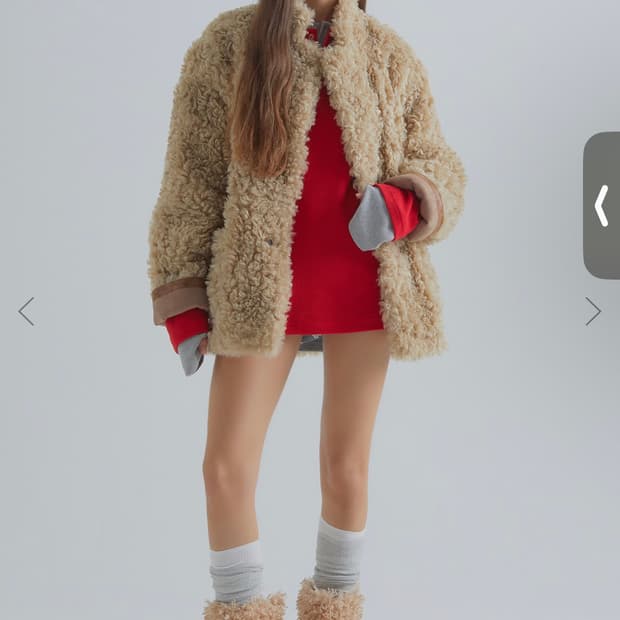 프랜틱서비스 리버시블 포우 스웨이드 하프 무스탕 카멜