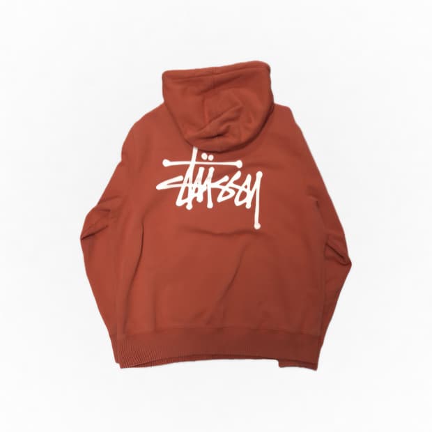 스투시 로고 오렌지 후드티 M