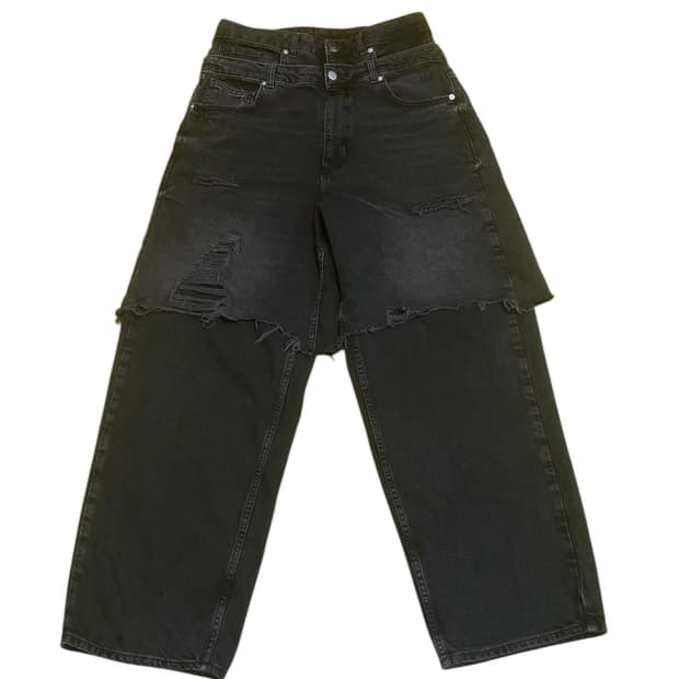 자라(Zara) 쇼츠 오버레이 진 블랙