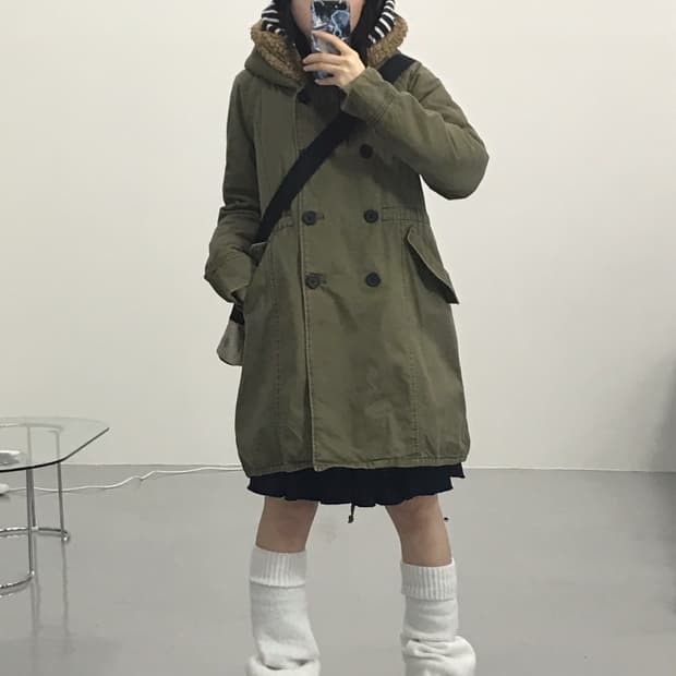Kbf Khaki Military Midi Coats