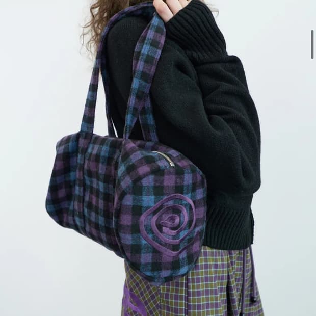 엔조블루스 피치 체크 더플 백 (Purple)/ 구매가 89,000