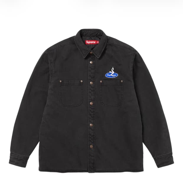 슈프림 퀼티드 라인드 데님 스냅 셔츠 워시드 블랙 - 26SS XL