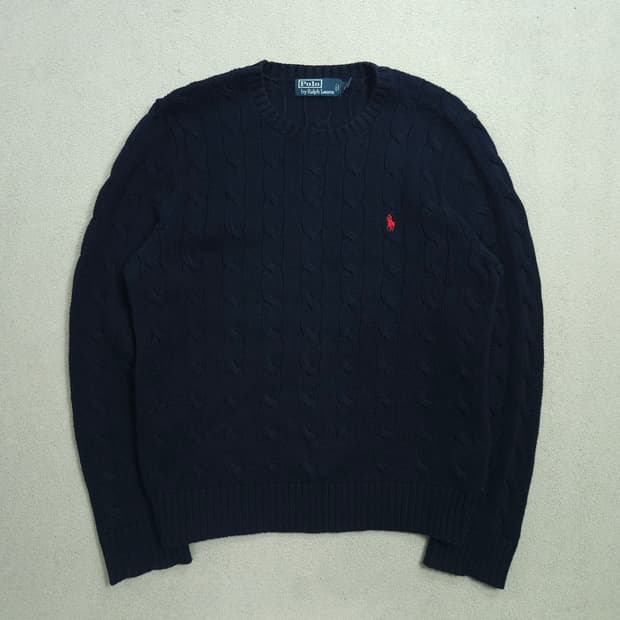 폴로 랄프 로렌 케이블 니트 M 네이비