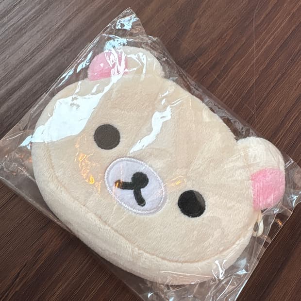 코리락쿠마 핑크카라비너 파우치