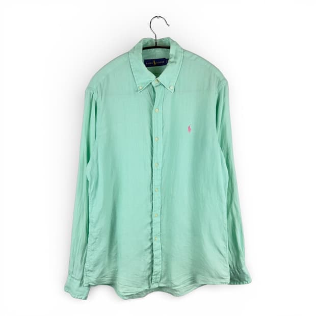 S) 랄프로렌 린넨 셔츠 민트그린