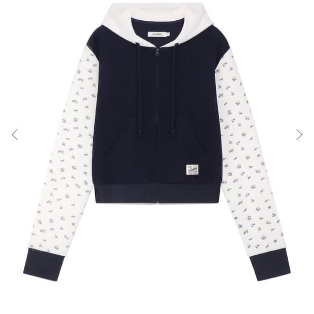 글로니 CONTRAST FLORAL WAFFLE HOODIE 플로럴집업