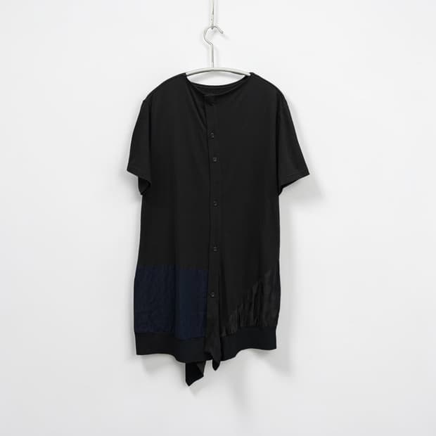 Y’S asymmetric panel short sleeve shirt