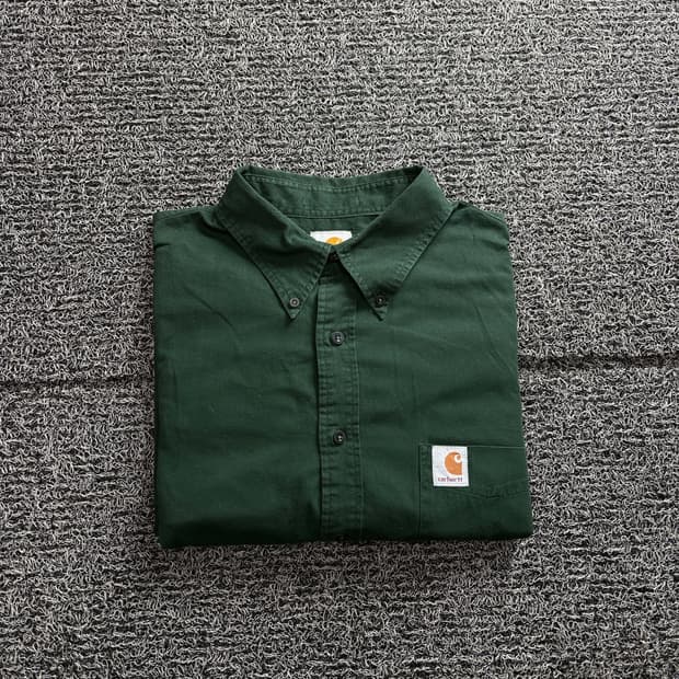 칼하트 올드스쿨 다크그린 워크 셔츠 3438