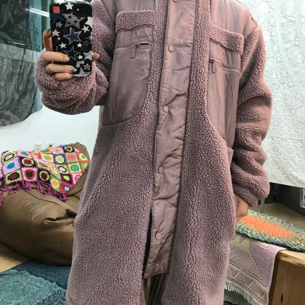 아디다스 여성 양털 롱 후리스 자켓 