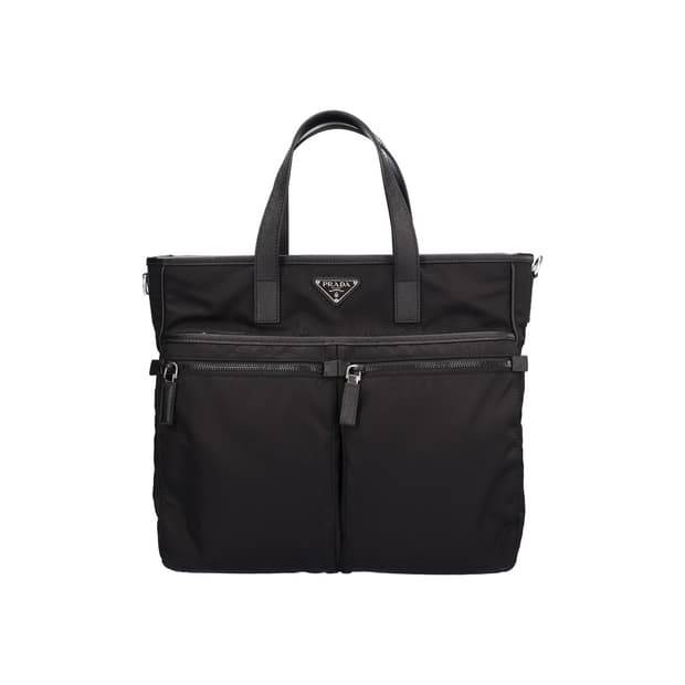 프라다 2VG860 리나일론 앤 사피아노 레더 토트백 블랙