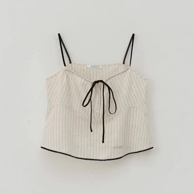 타낫 TANNAT Ribbon sheer sleeveless top