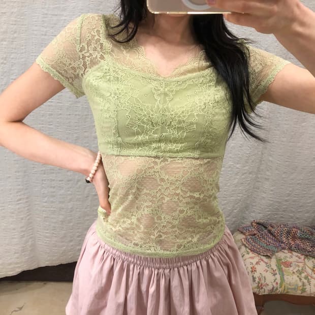 sage lace top