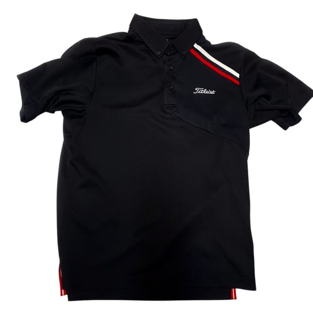 [타이틀리스트] 올블랙 백로고 기능성 골프 카라 반팔티 L (실측95)