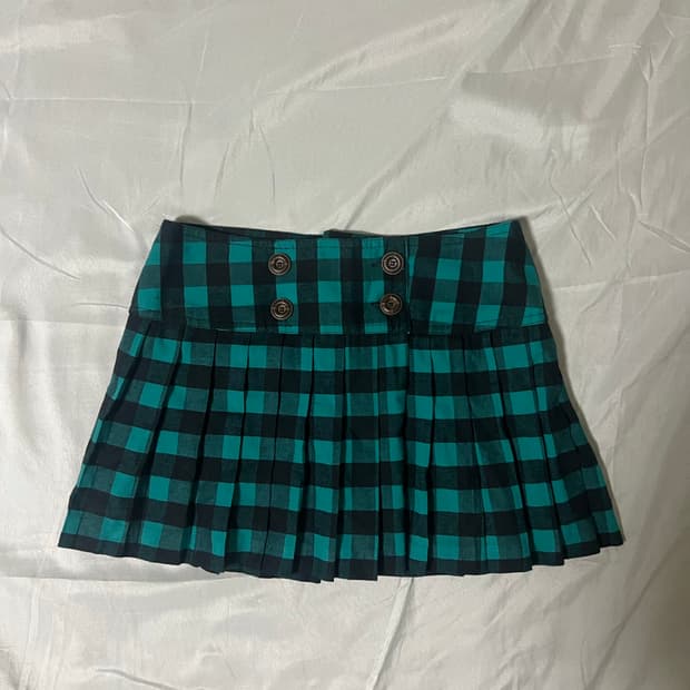 ✨vintage mint check pleats skirt 프레피룩✨