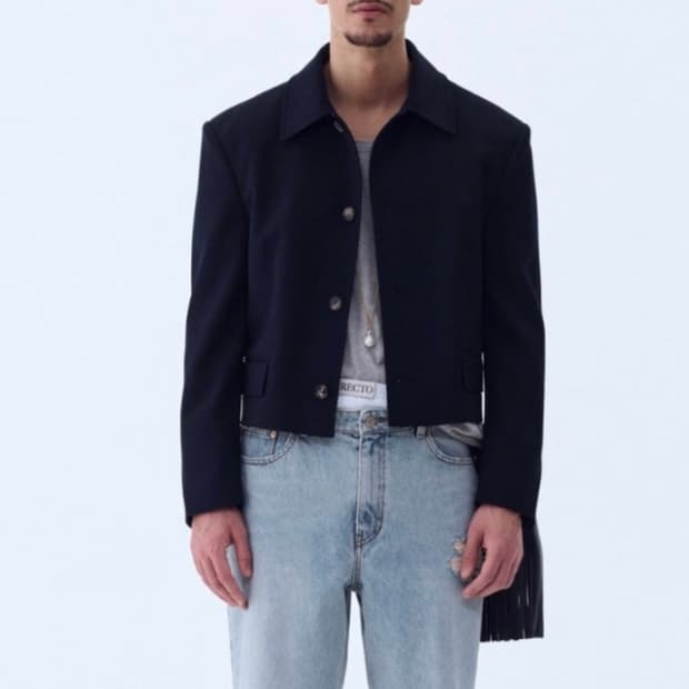 RECTO 렉토 울 블렌드 숏자켓 XL 네이비 / 실착 3회 미만