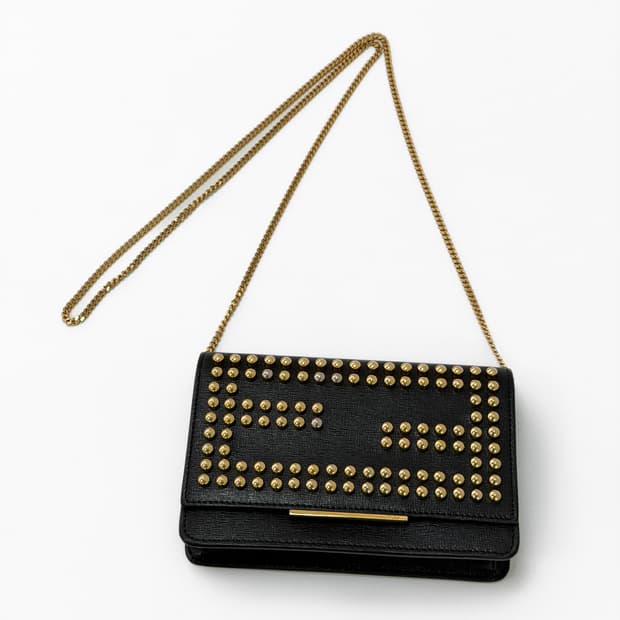 펜디 FF 로고 스터드 미니 크로스백