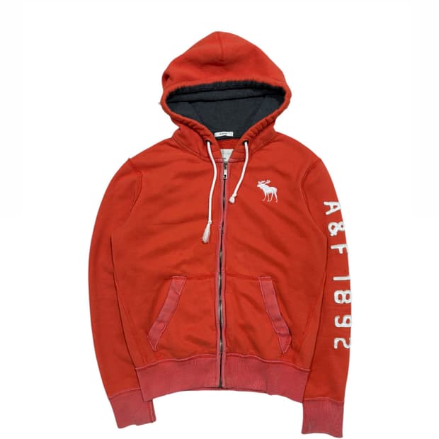 아베크롬비 순록 로고 후드집업 오렌지