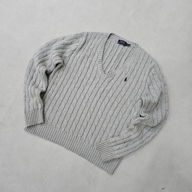 L 폴로랄프로렌 브이넥 케이블 니트 0327Y