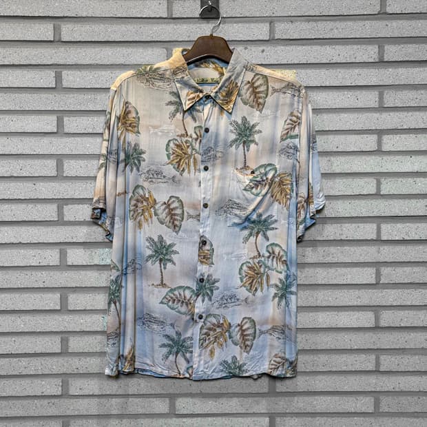 VINTAGE 하와이나 셔츠 프린팅 디테일 화이트
