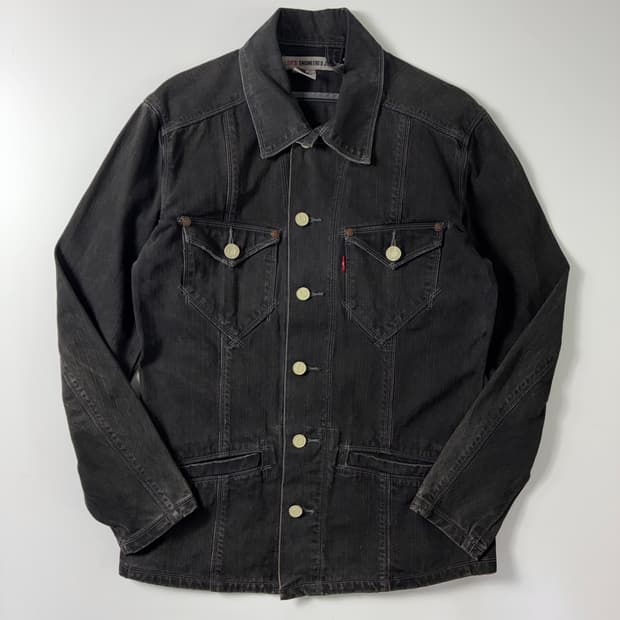 Levi's 리바이스 앤지니어드 진 흑청 본패치 데님 자켓