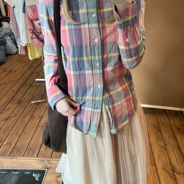 폴로 핑크 체크 셔츠