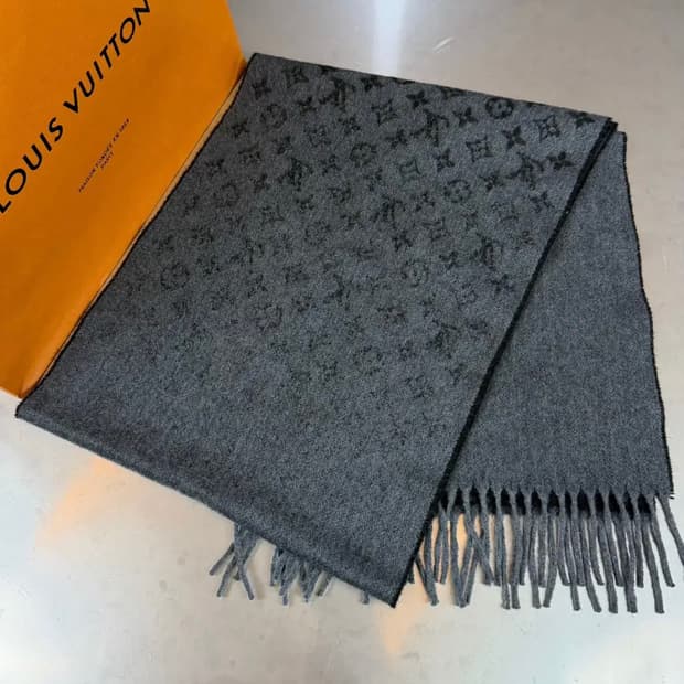 [정품] 루이비통 투톤 모노그램 머플러 그레이