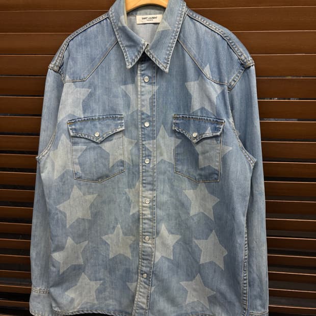 생로랑 스타패턴 웨스턴 카우보이 데님셔츠