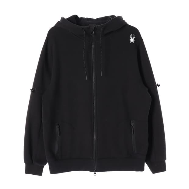 스파이더 블랙 스몰 로고 테크 후드 집업 XL