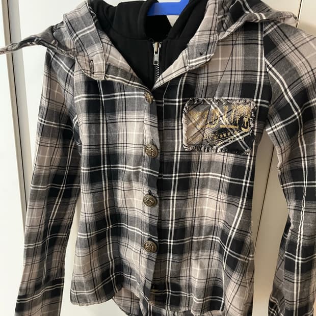 d.i.a 체크 후드 집업