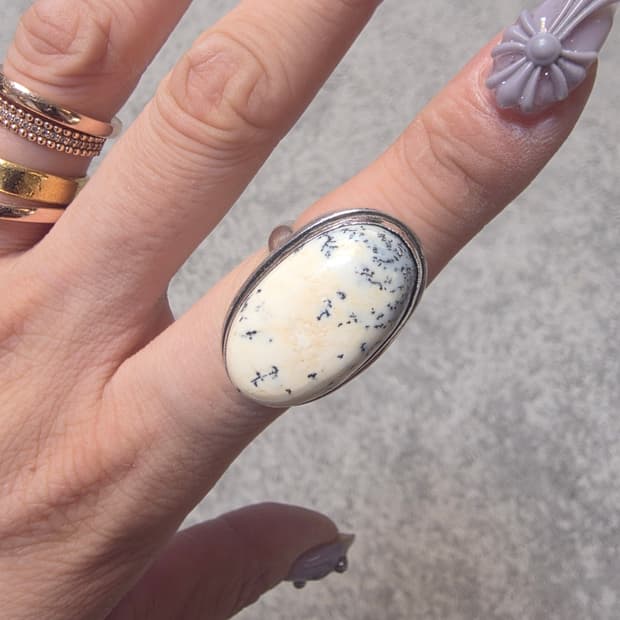 925 Silver 백송석 원석반지