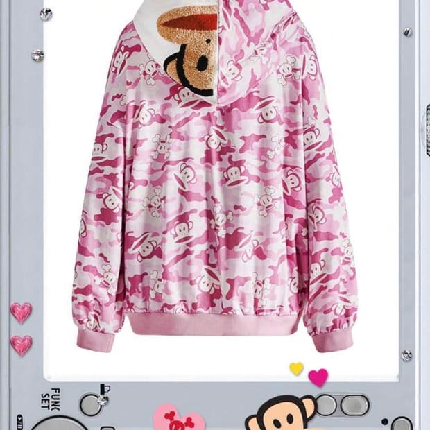 Paul frank romwe y2k 카모 핑크 후드집업 s