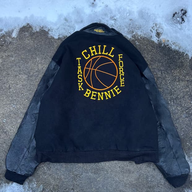 빈티지 올드스쿨 리얼레더 자수 바시티 jk