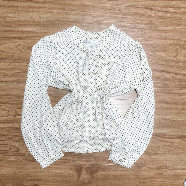 빈티지 도트 레이스 리본 블라우스 히메갸루 로걀 라떼 모리걸 코이세이오깔