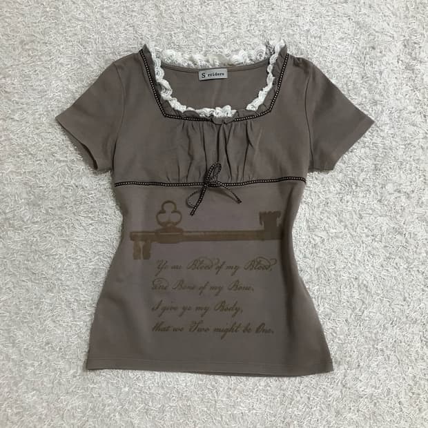 Antique Key Script Lace Tee