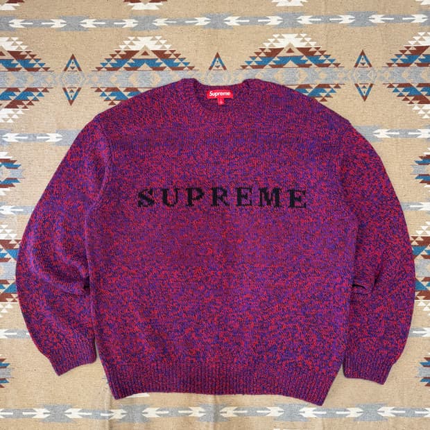 [L] 슈프림 콘트라스트 로고 스웨터 레드 멜란지 - 25SS
