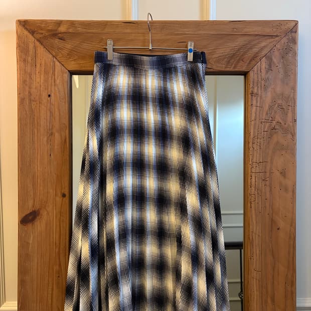 오르 체크 플리츠 스커트