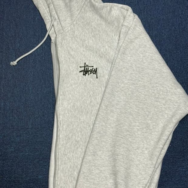 스투시 베이직 후드집업 애쉬 헤더 xl